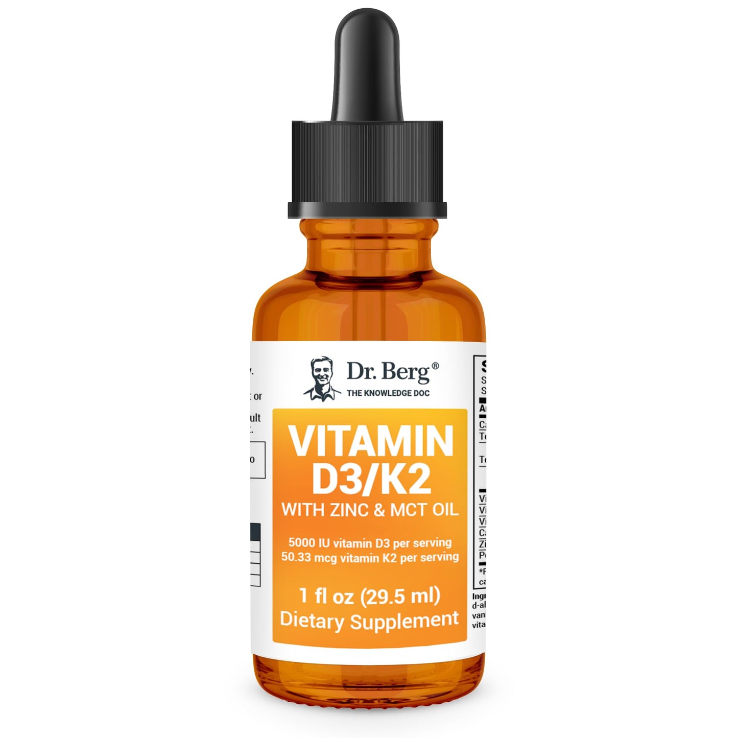 Dr. Berg Liquid Vitamin D3 & K2 Supplement - For Bone, Teeth, Mood & Immune Health