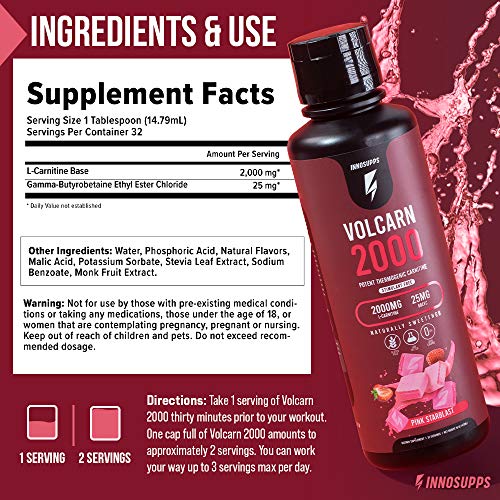 InnoSupps Volcarn 2000 - Advanced Fat Burning Liquid | L-Carnitine, GBEEC, Boost Energy