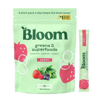 Bloom Nutrition Super Greens Powder Smoothie Mix, 15 Stick Packs - Probiotics