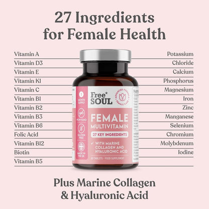 Women's Multivitamins and Minerals with Collagen & Hyaluronic Acid - 27 Essential