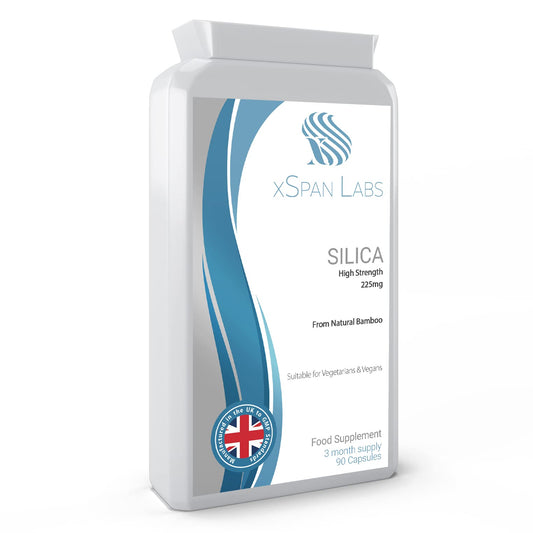 Silica 225mg – 90 Capsules - A Potent Highly Bioavailable Form - Naturally Sourced from Bamboo Extract - One-A-Day Vegan Capsules to Support Healthy Hair, Nails and Skin - Made in The UK