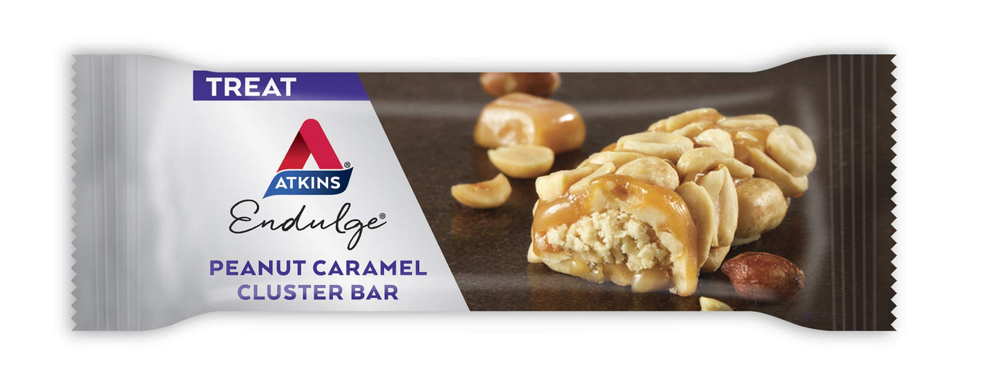 Atkins Peanut Caramel Cluster Bar, Dessert Favorite, High in Fiber, 3g Net Carb, 1g Sugar