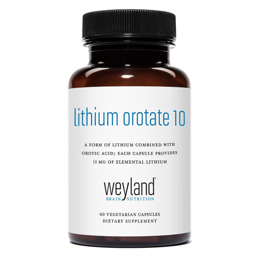 Weyland Brain Nutrition: Lithium Orotate 10mg (1 Bottle), 60 Vegetarian