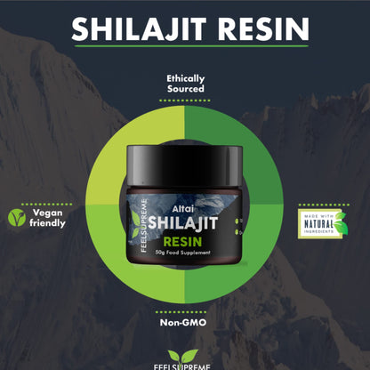 Natural Black Altai Shilajit Resin Large (50g) Pot | 100% Pure Additive Free | 80 Trace