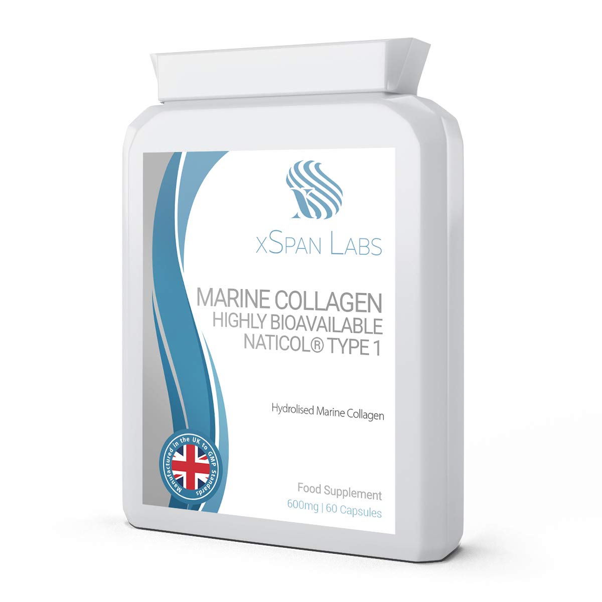 Marine Collagen 600mg 60 Capsules - Highly Bioavailable Naticol® Type 1