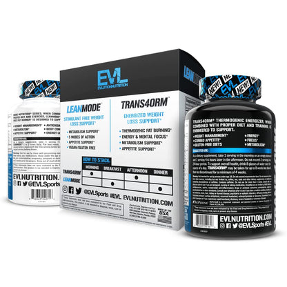 EVL Weight Loss Support Stack - Trans4orm Thermogenic Fat Burner Support Pills