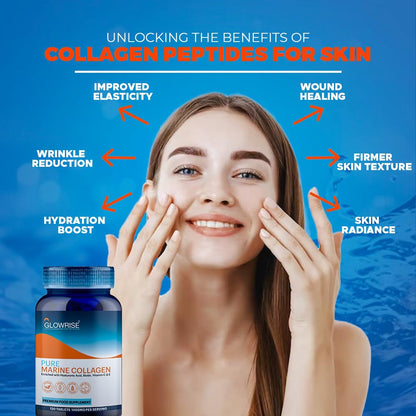 Pure Marine Collagen 120 Tablets 1400mg - Premium Blend with Hyaluronic Acid, Biotin, Vitamin C & E