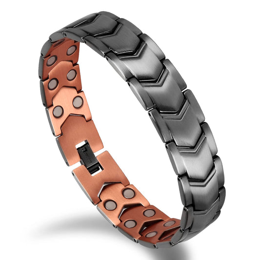 Auinz - Copper Bracelets for Men - 99.99% Solid Pure Copper Magnetic Bracelets Double-Row