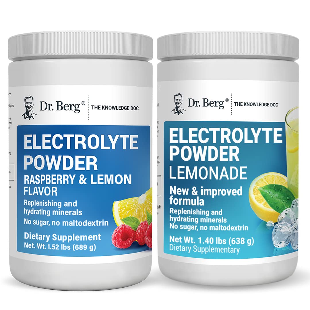 Dr. Berg's Electrolyte Powder 100 Servings Bundle - Raspberry Lemon & Lemonade 