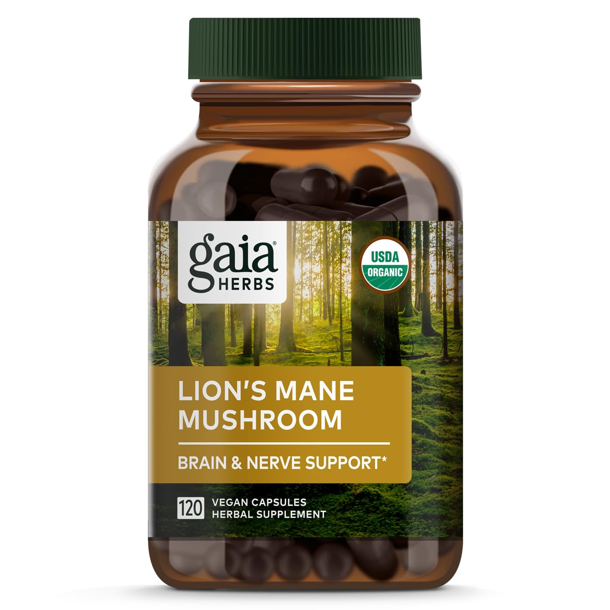 Gaia Herbs Organic Lion’s Mane Mushroom - Brain and Nerve Support Supplement 