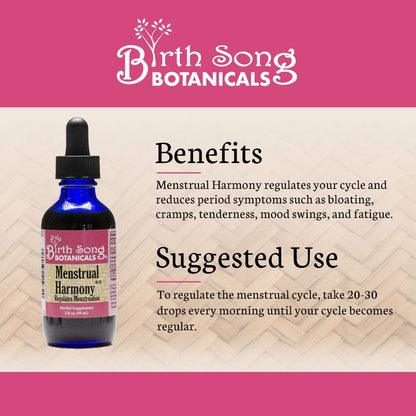 Birth Song Botanicals Menstrual Harmony Tincture, Herbal Period Symptom Support