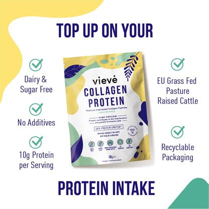 Vieve Collagen Protein Powder - Hydrolysed Bovine Peptides - Diet Support Supplement for Skin, Hair, Nail