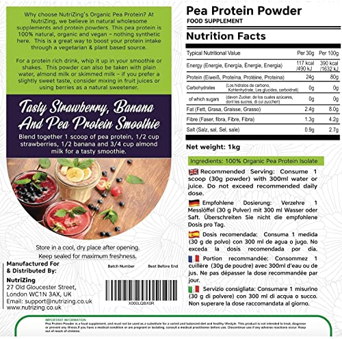 Award Winning Vegan Pea Protein Powder - Organic & Pure - Canadian Peas - No Soy, No Gluten