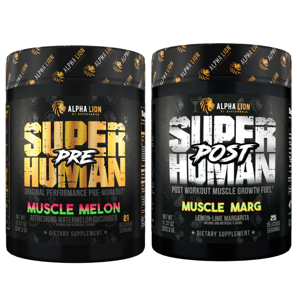 ALPHA LION Superhuman Pre Workout Powder & Post Workout Recovery Bundle, Sustained