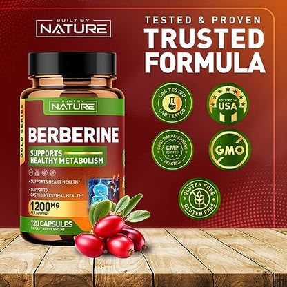 Berberine 1200mg - 100% Pure Berberine HCl Supplement, High Strength Berberine