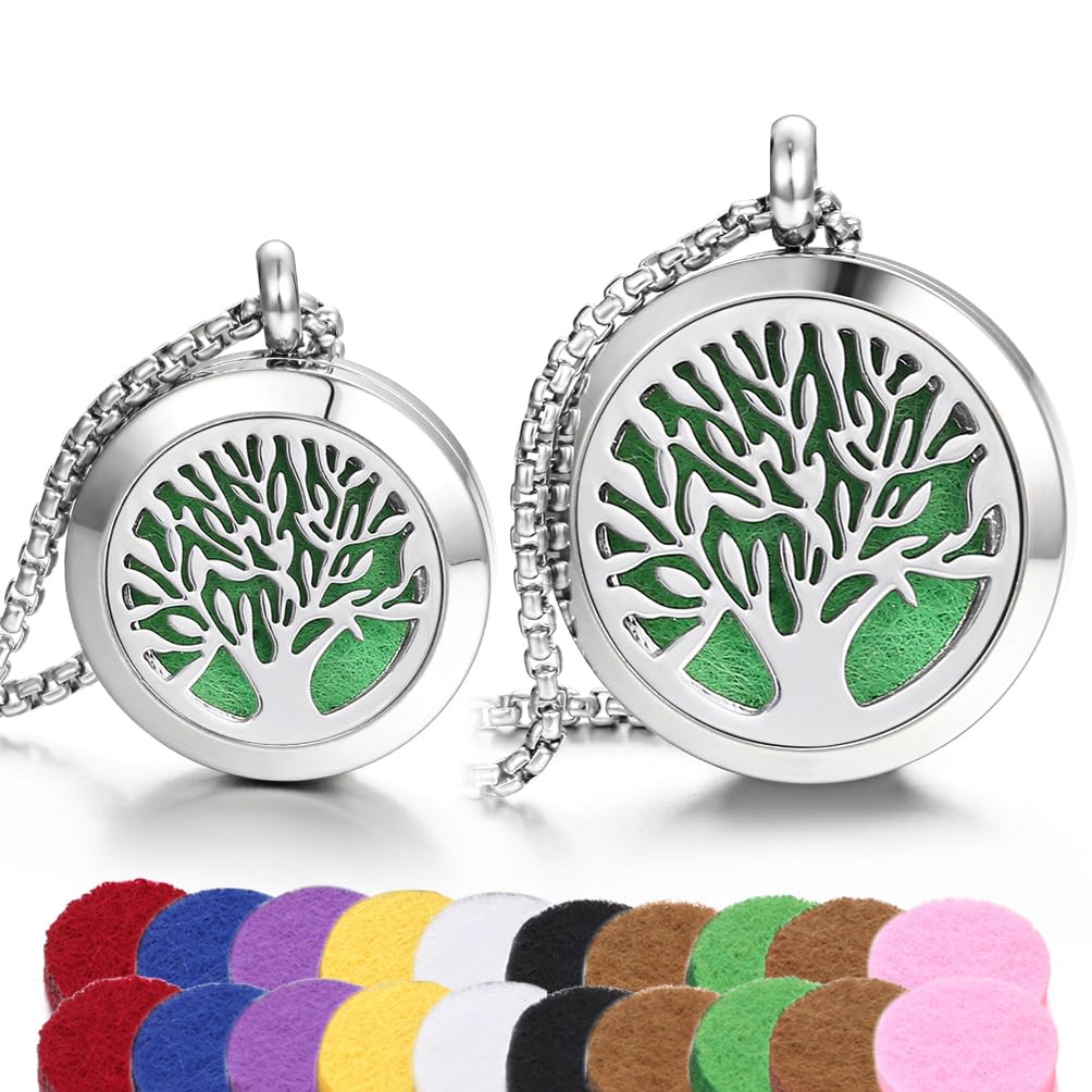 Aromatherapy Essential Oil Diffuser Necklace Tree of Life Cloud Design Stainless Steel Locket 