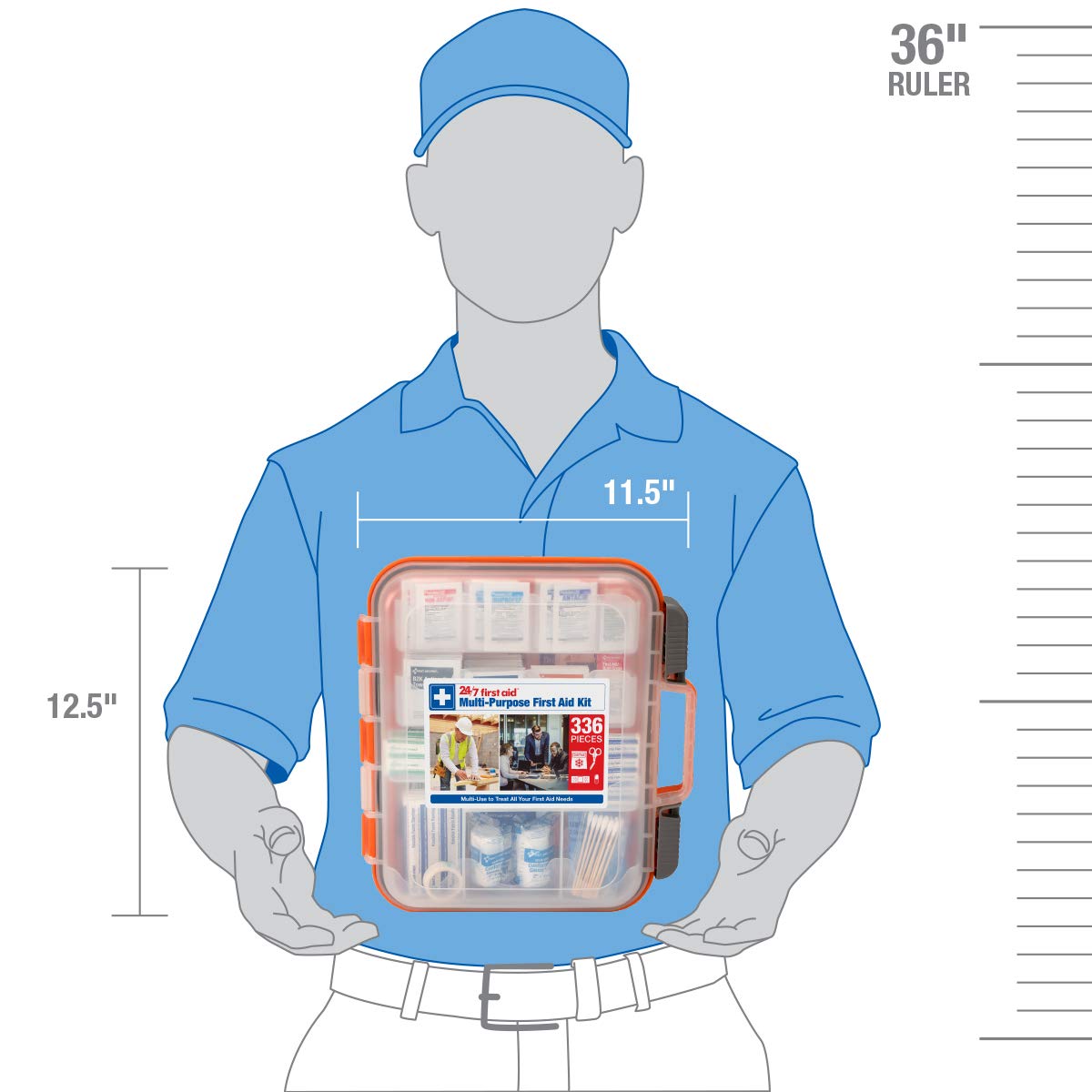 336 Piece First Aid Kit, Plastic Case