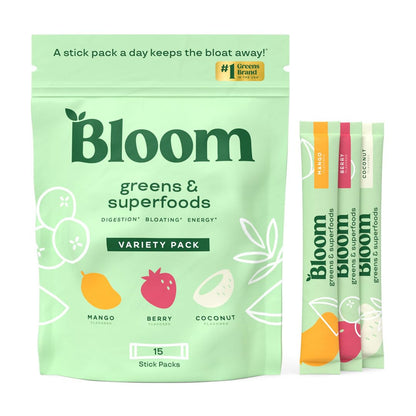 Bloom Nutrition Greens and Superfoods Powder Packets for Digestive Health, Greens