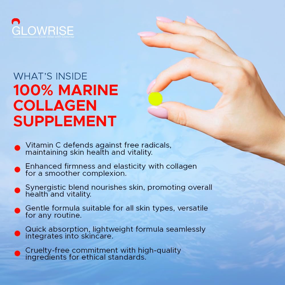 Pure Marine Collagen 120 Tablets 1400mg - Premium Blend with Hyaluronic Acid, Biotin, Vitamin C & E