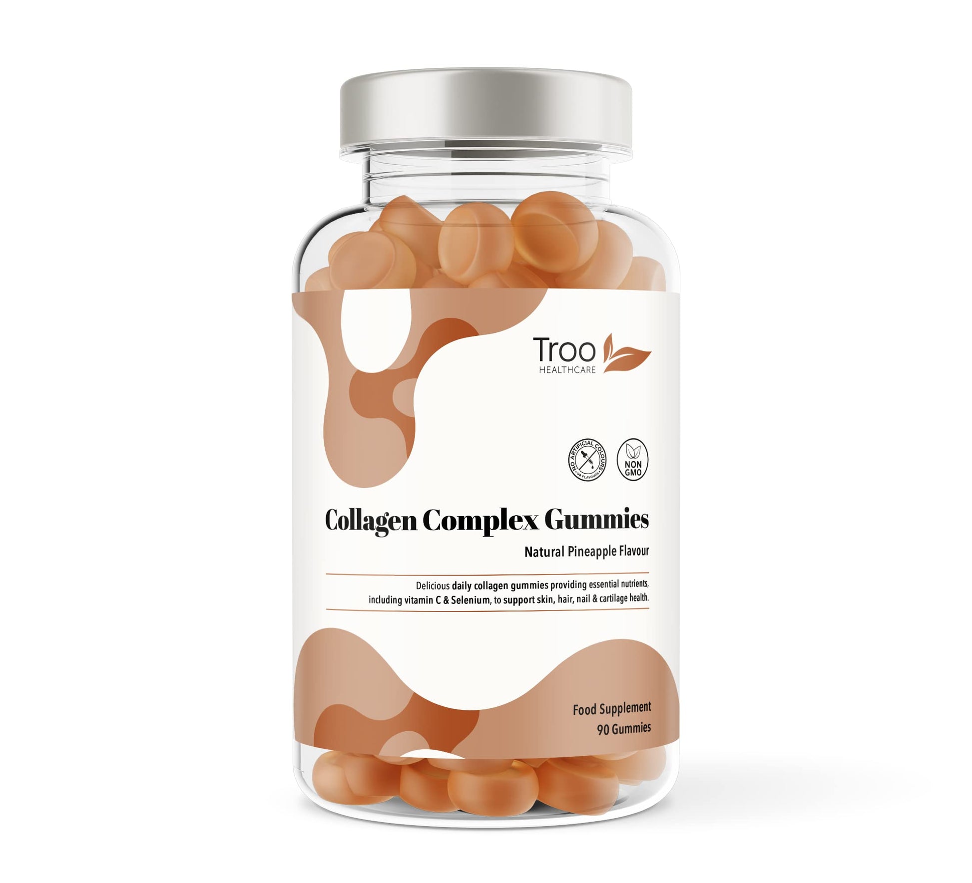 Hydrolysed Collagen Complex - 90 Natural Pineapple Flavour Chewable Gummies - One Per Day with Biotin, Vitamin C and Selenium 