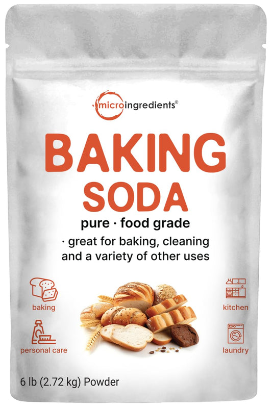 Micro Ingredients Baking Soda Powder, 6lbs | Pure Sodium Bicarbonate | Bulk Food Grade