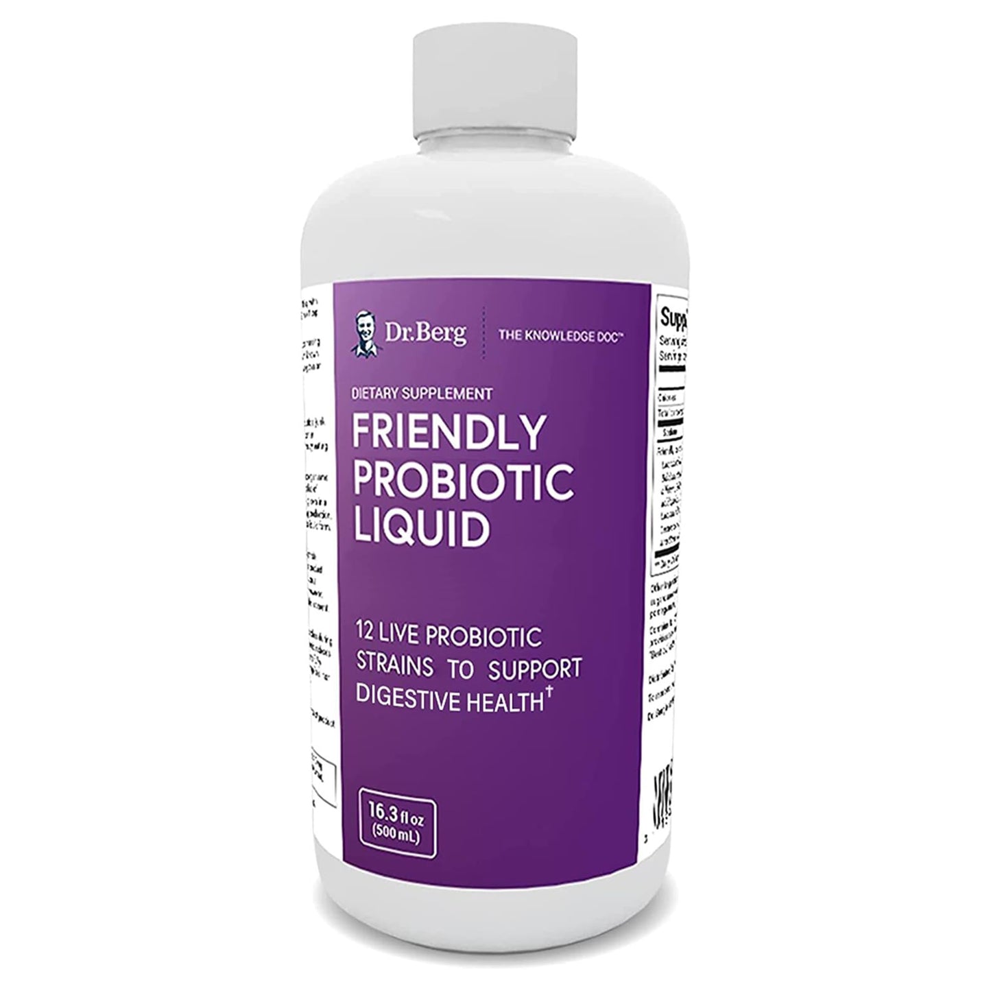 Dr. Berg's Friendly Probiotic Liquid Supplement Drink Mix w/ 12 Live Probiotics Strains 