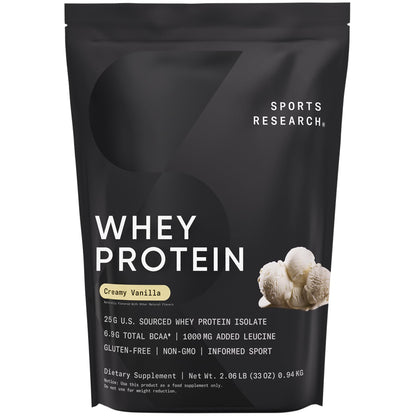 Sports Research Whey Protein Isolate - Sports Nutrition Protein Powder 25g per Serving 