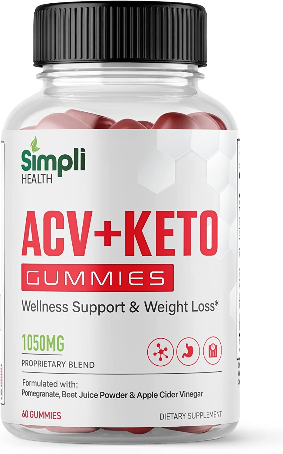 Nutrocell Simpli Health ACV Ketos Gummies Keto Apple Cider Vinegar 1050mg, Simplihealth