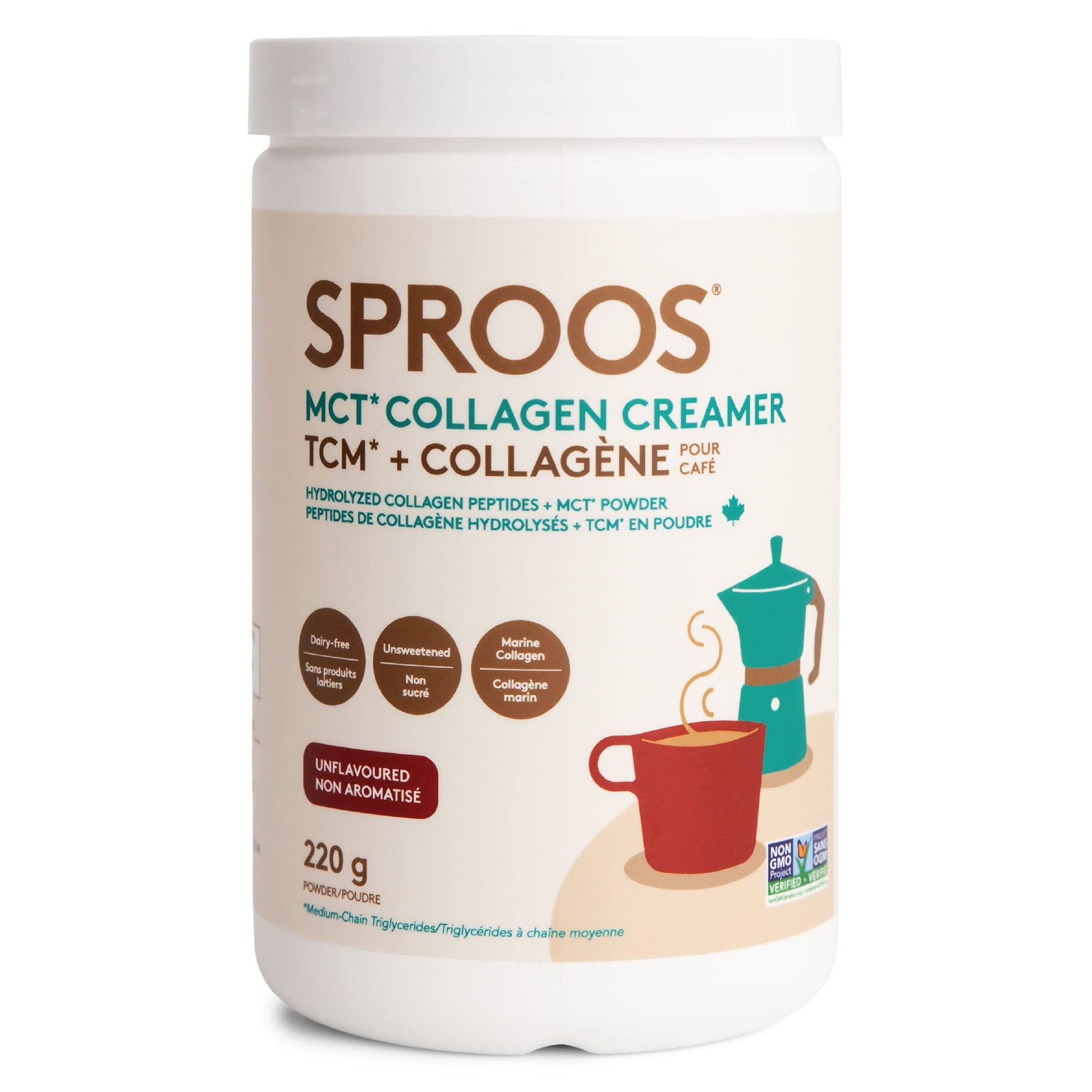 SPROOS - MCT Collagen Creamer - Beverage Powder - Hydrolised Collagen Peptides & MCT Powder - Healthy Fats