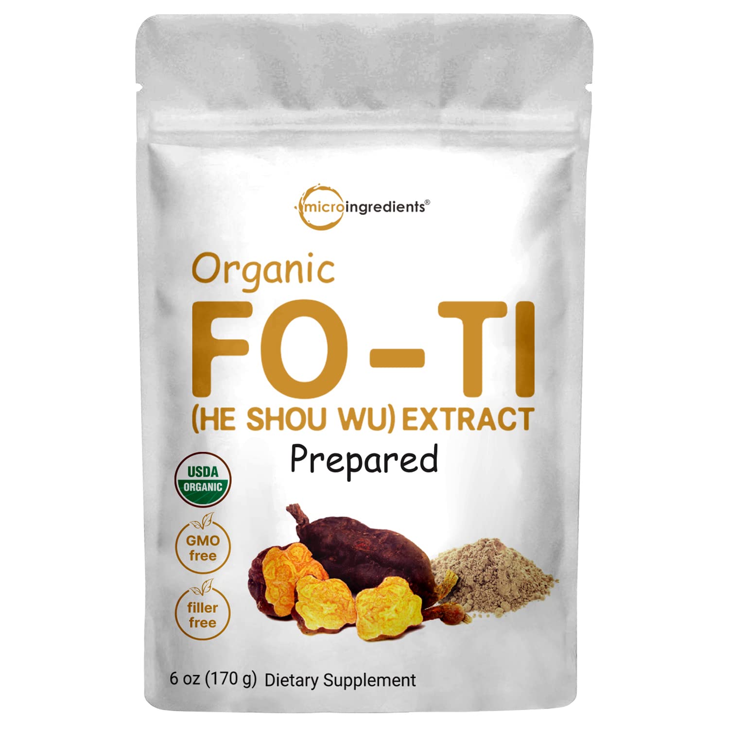 Organic He Shou Wu, Pure Fo Ti Extract Powder, 6 Ounce, Prepared Foti Steaming 