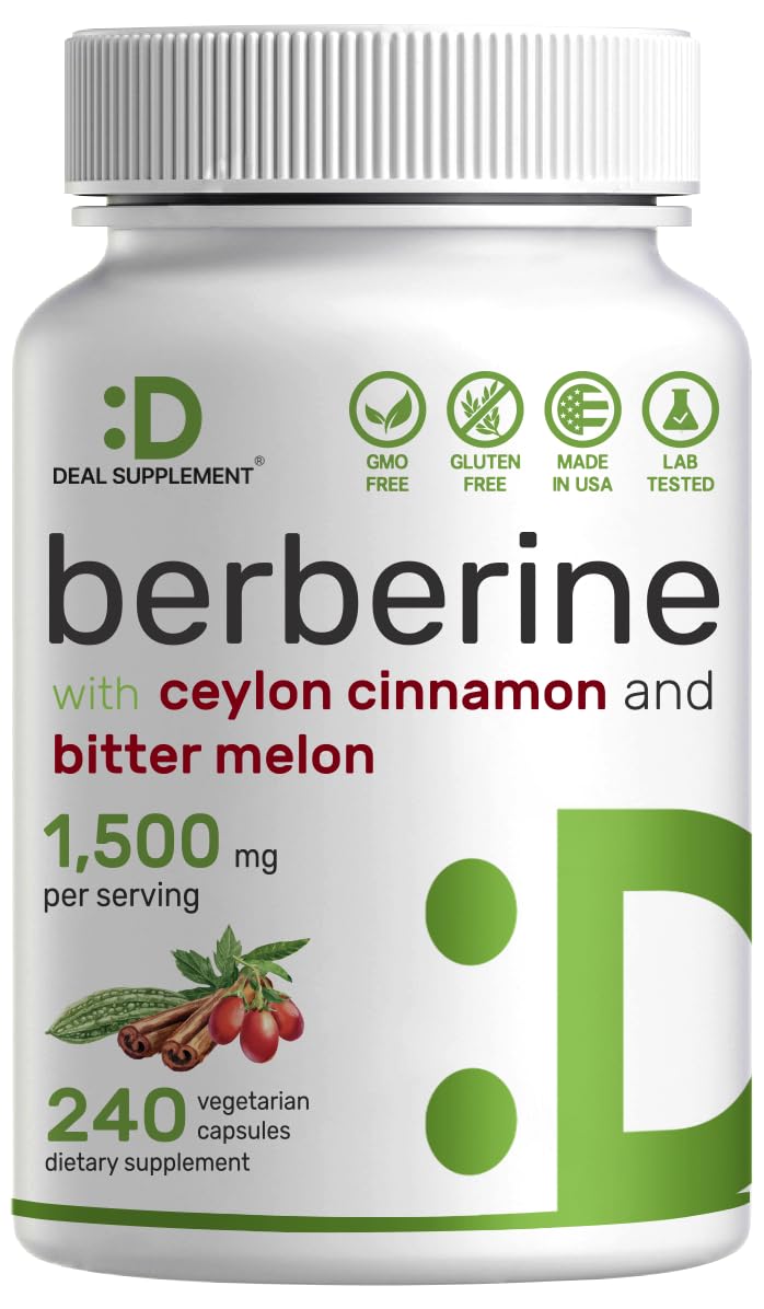 Berberine Supplement 500mg Per Capsule (1500mg Per Serving) | 240 Veggie Capsules