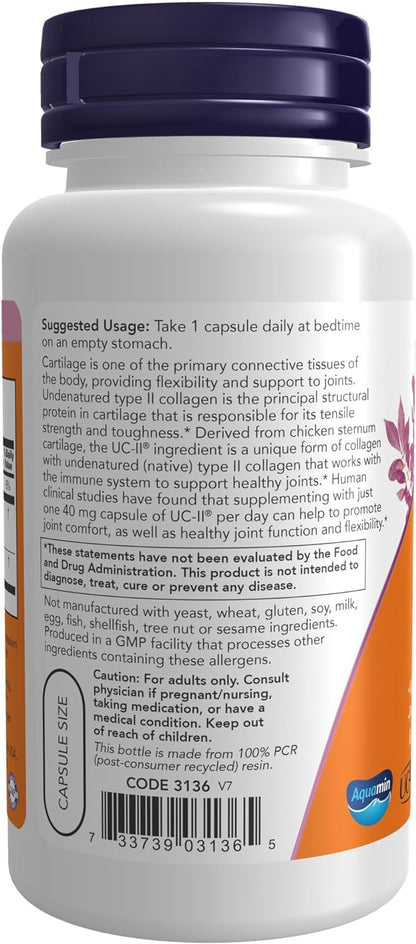 Now Supplements, UC-II Type II Collagen with Undenatured Type II Collagen, 120 Veg Capsules