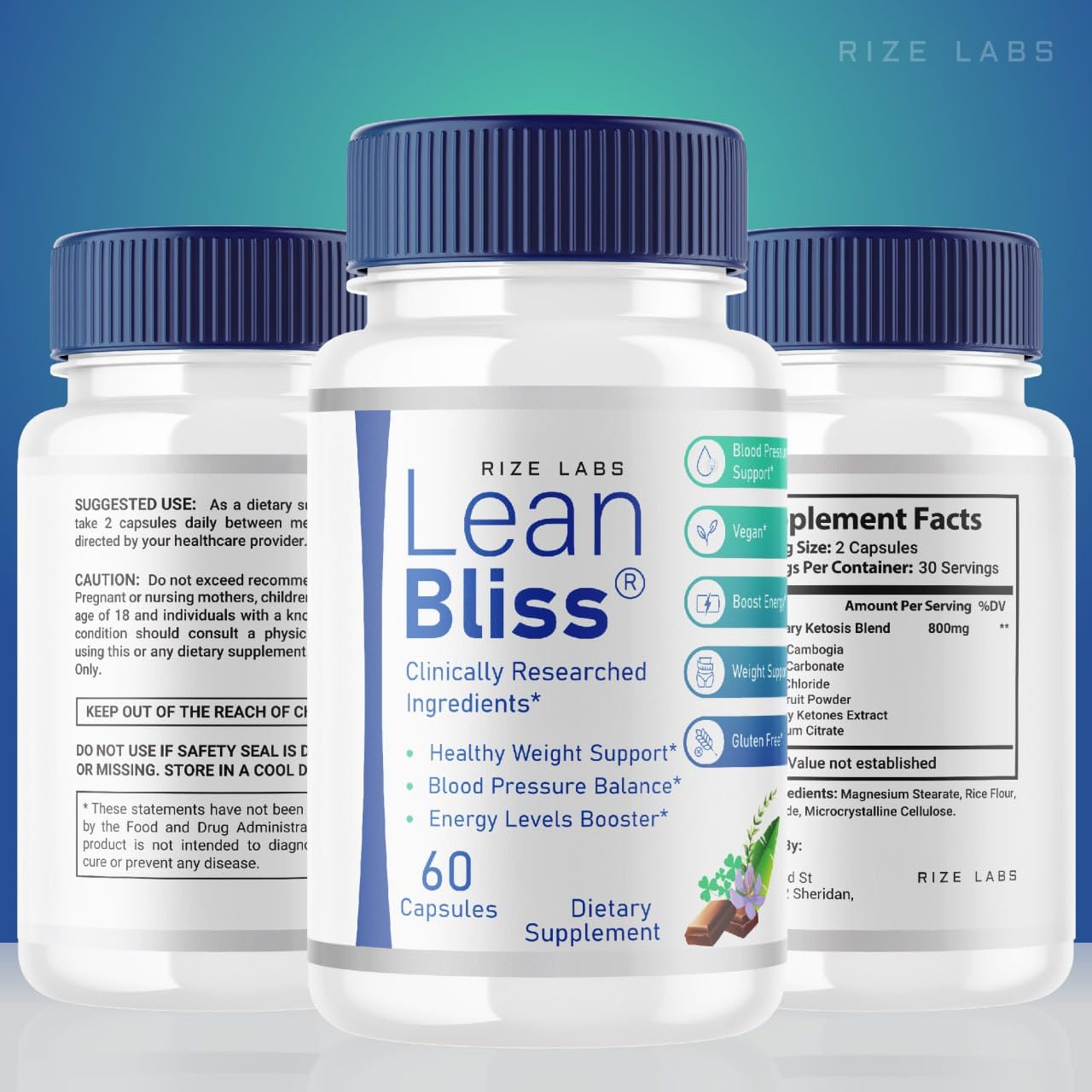 (2 Pack) Lean Bliss Weight Loss Pills, Lean Bliss Fat Burning Formula, LeanBliss Advanced