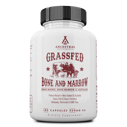 Ancestral Supplements Grass Fed Beef Bone and Marrow Supplement, Bone, Skin, Oral Health, and Joint Care Supplements Promote Whole