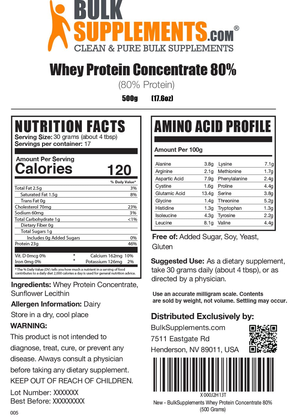 BULKSUPPLEMENTS.COM Whey Protein Concentrate Powder - Protein Powder Unflavored