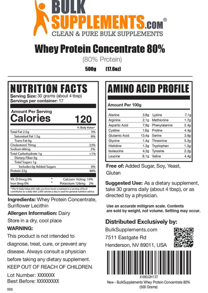 BULKSUPPLEMENTS.COM Whey Protein Concentrate Powder - Protein Powder Unflavored