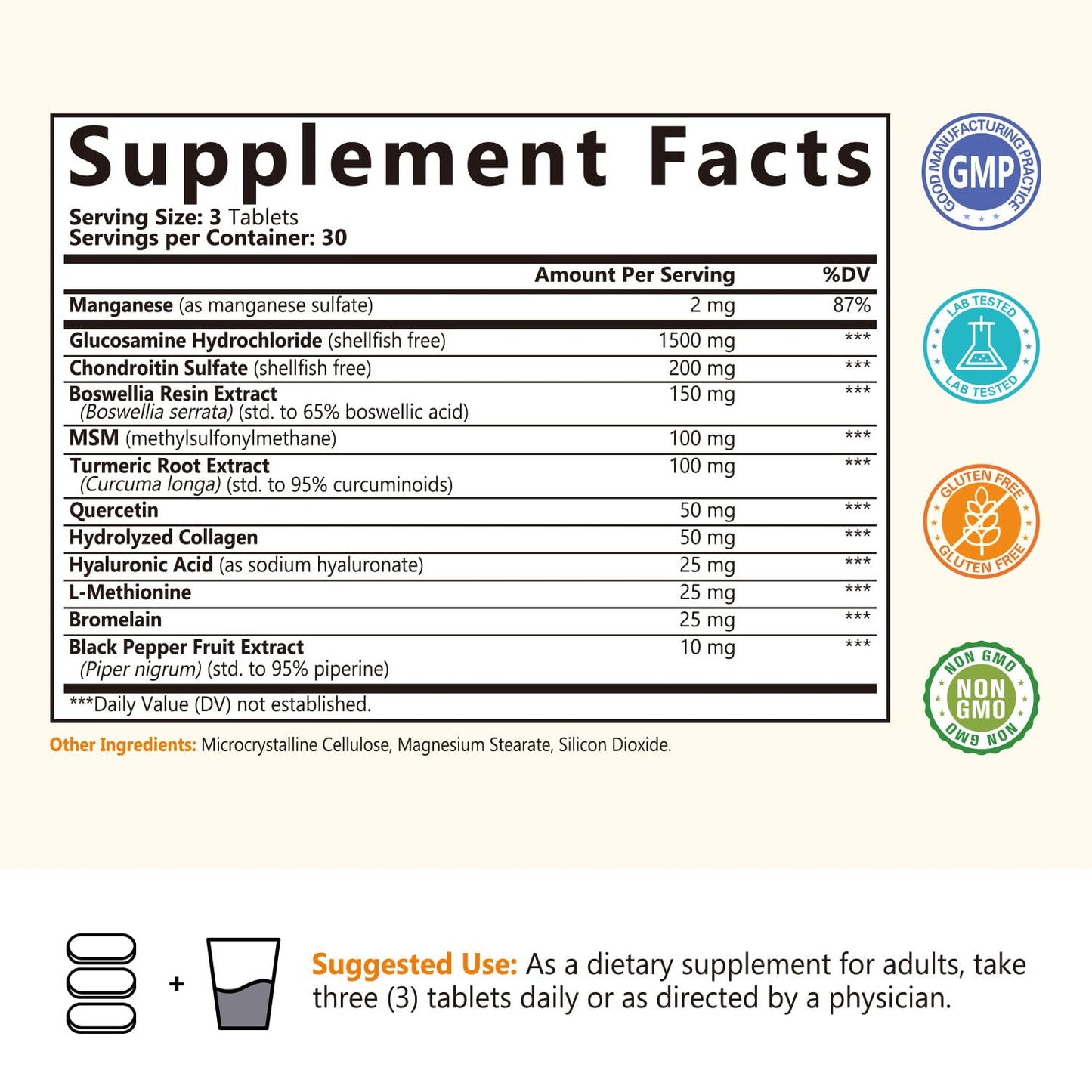 NatureMyst Glucosamine Chondroitin & MSM, Turmeric, Boswellia, Collagen, Hyaluronic