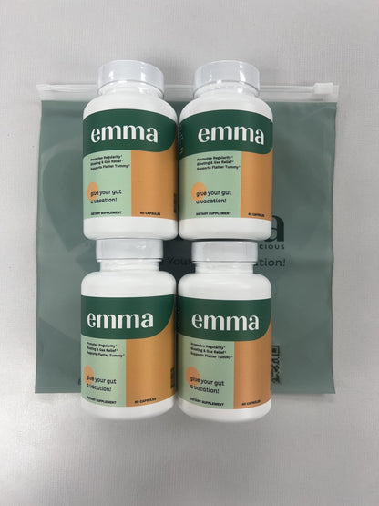 Emma Gut Health - 4 Pack - Gas and Bloating Relief, Constipation, Leaky Gut Repair - Gut Cleanse