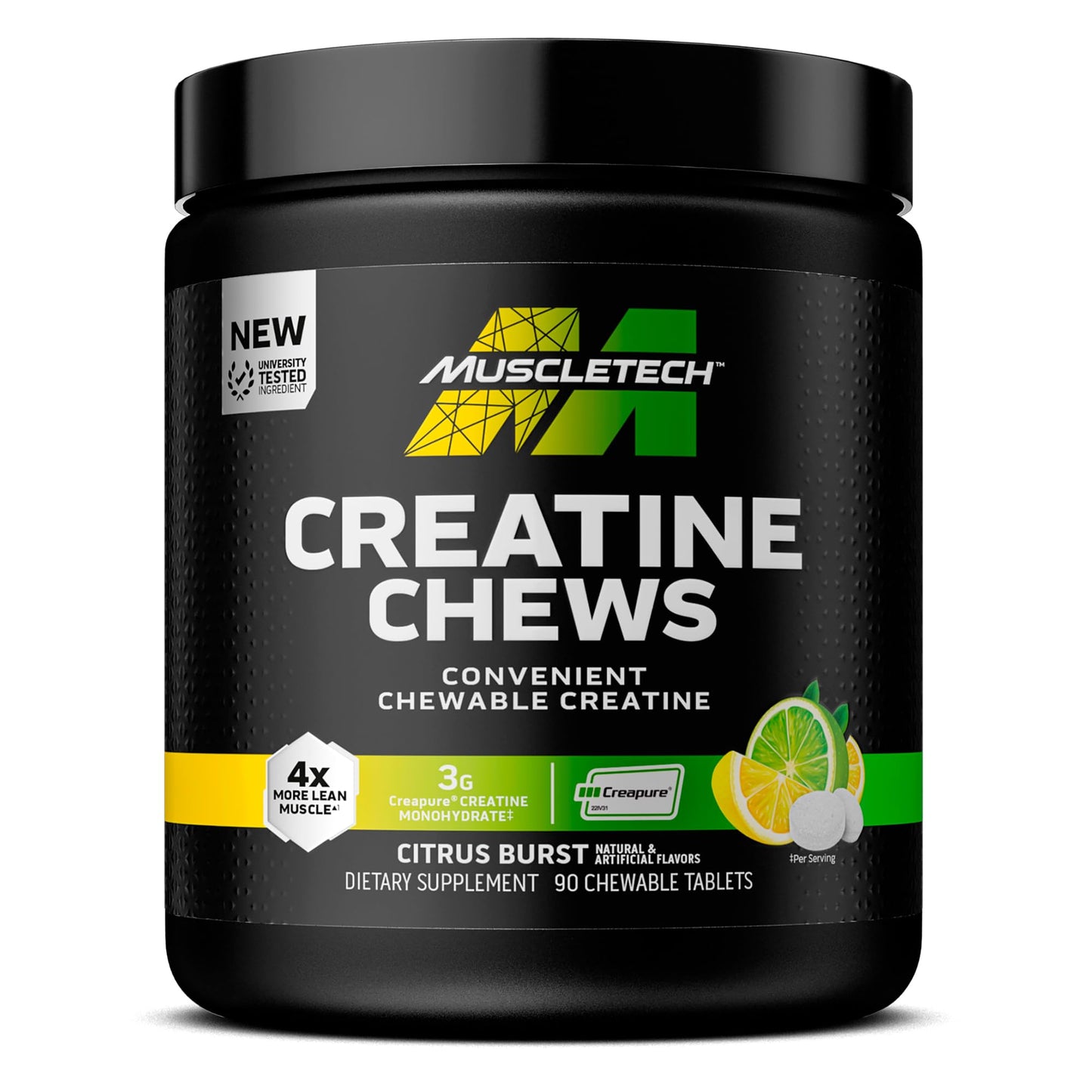 MuscleTech | Creatine Chews | Creapure | Muscle Recovery + Builder for Men & Women 