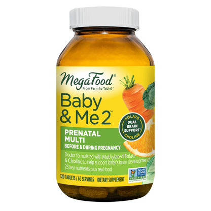 MegaFood Baby & Me 2 Prenatal Vitamin and Minerals - Vitamins for Women - with Folate