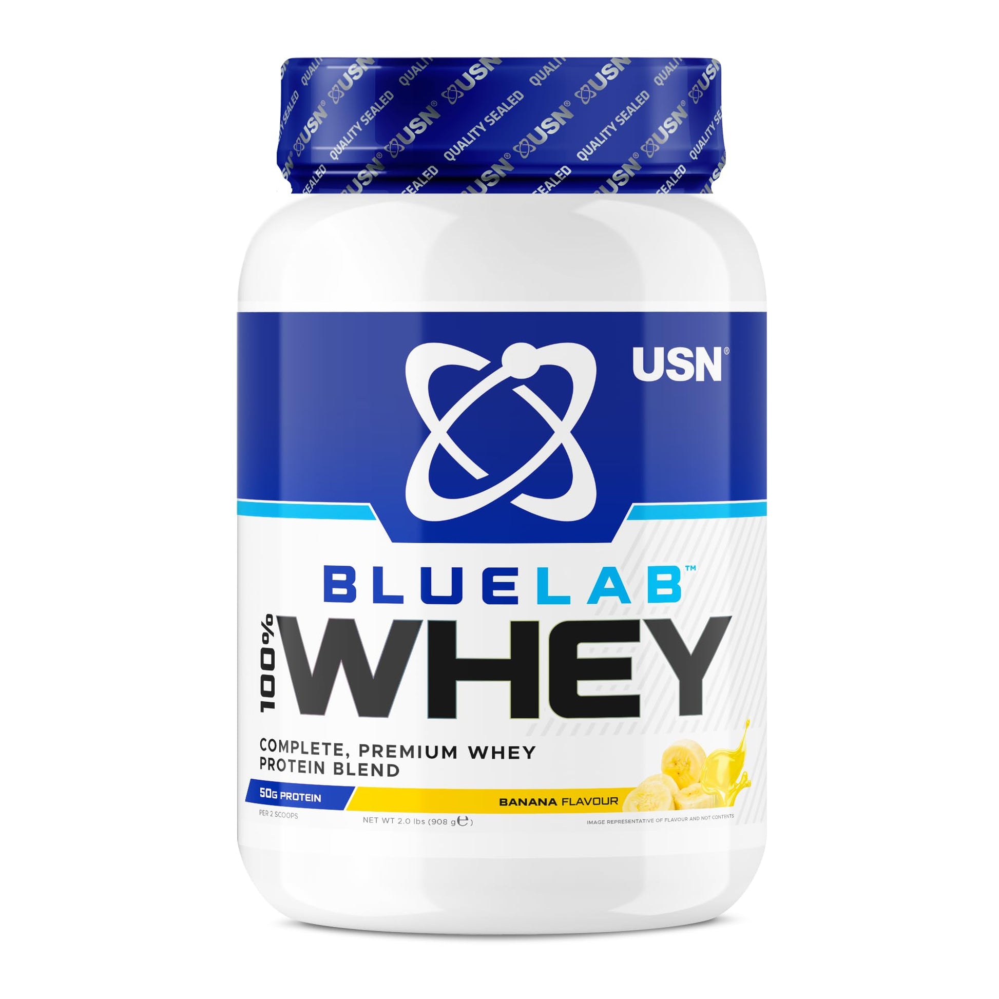 USN Blue Lab Whey Protein Powder: Banana - Whey Protein 908g - Post-Workout