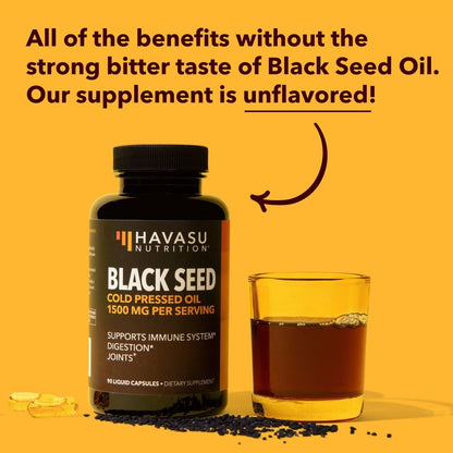 Black Seed Oil Nigella Sativa Cold-Pressed Capsules | 1500mg Black Cumin Seed Oil