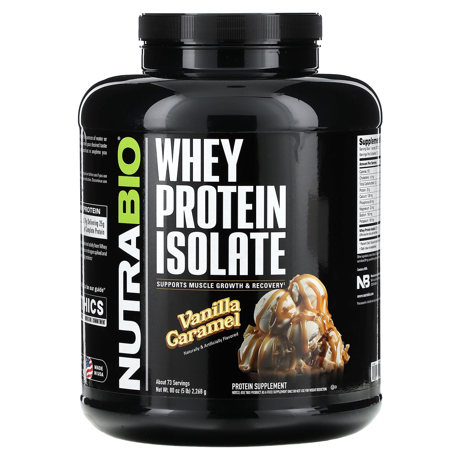 NutraBio Whey Protein Isolate Supplement – 25g of Protein Per Scoop with Complete