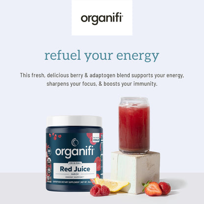 Organifi Red Juice - Vegan Energy Powder - Berry-Flavored Adaptogen Drink