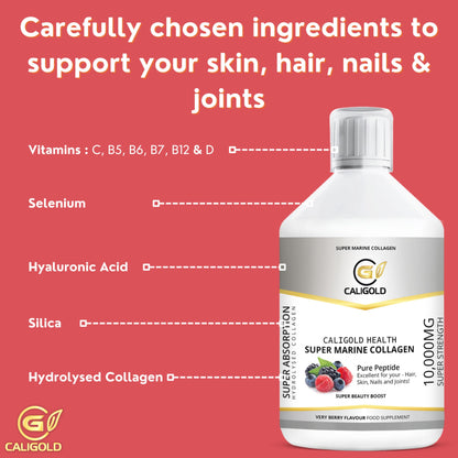 CALIGOLD Health Super Marine Collagen Liquid - Excellent for Hair, Skin, Nails and Joints