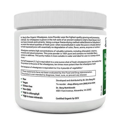 Dr. Berg's Wheatgrass Superfood Powder - Raw Juice Organic Ultra-Concentrated Rich