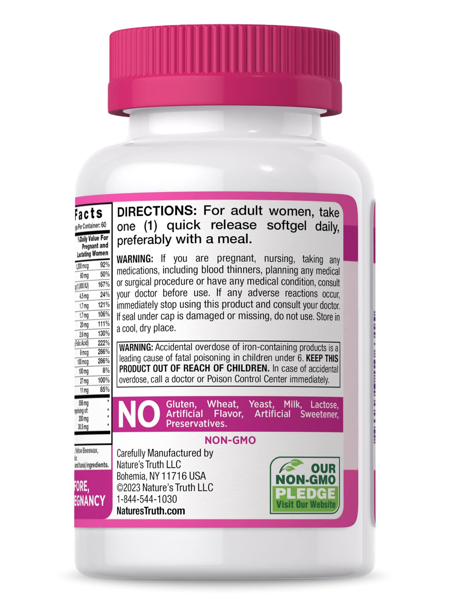 Prenatal Vitamins with DHA and Folic Acid | 60 Softgels | Non-GMO & Gluten Free Supplement