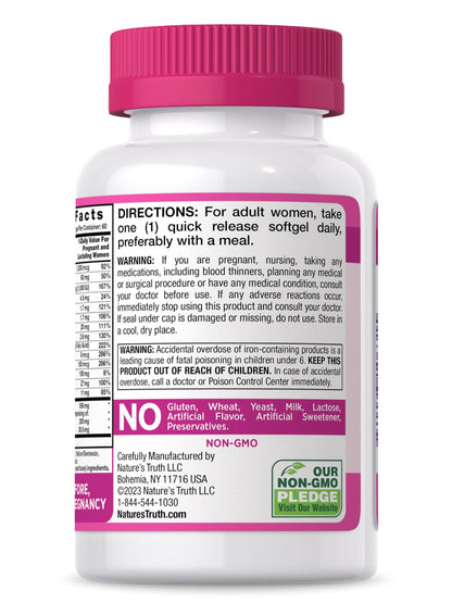 Prenatal Vitamins with DHA and Folic Acid | 60 Softgels | Non-GMO & Gluten Free Supplement