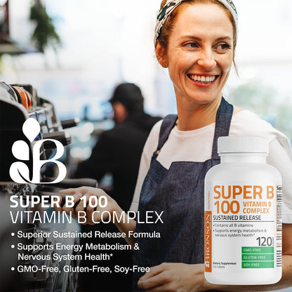 Bronson Super B 100 Vitamin B Complex Sustained Release Contains All B Vitamins