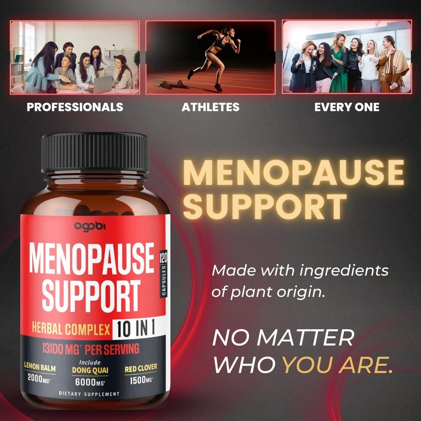 agobi Menopause Support for Women Health 13100 Mg - 10in1 with Dong Quai, Lemon Balm